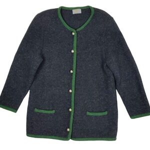 Mirabell Salzburg Size 16 Cardigan Sweater Charcoal Gray Wool Austrian Knit READ